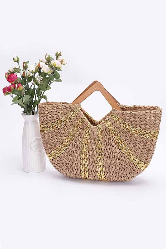 EARTHY ELEGANCE Wooden Handle Bag